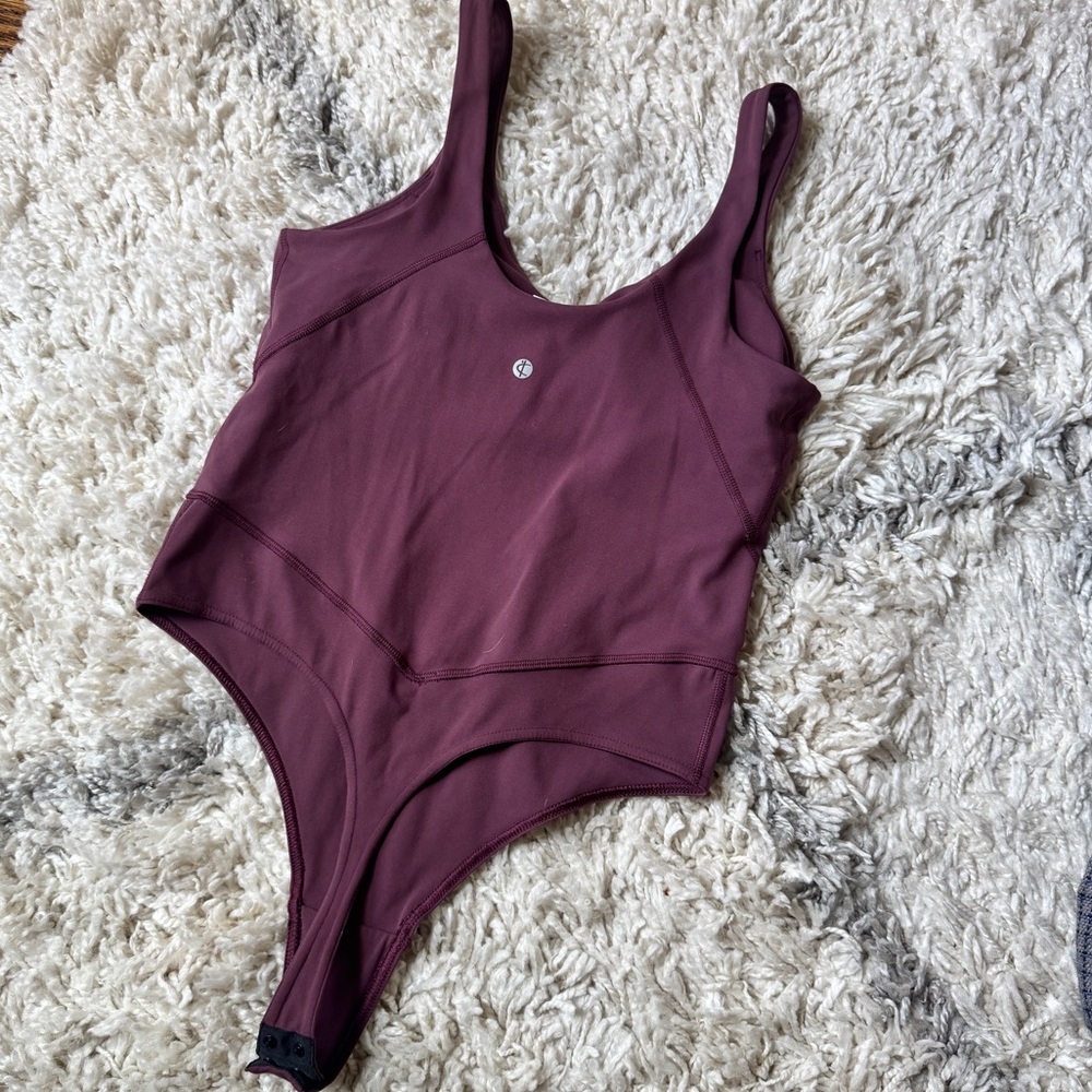 Women's Dreamlux V-Neck Thong Bodysuit w/ Lycra in Dark Jasper Purple Size M - Picture 15 of 16